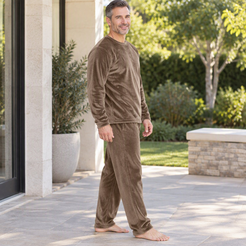 🌙 All-Night Warmth, Soft Velvet Feel | Men's Cozy Thermal Velvet Pajama Set🔥𝙁𝙧𝙚𝙚 𝙎𝙝𝙞𝙥𝙥𝙞𝙣𝙜