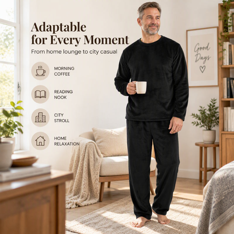 🌙 All-Night Warmth, Soft Velvet Feel | Men's Cozy Thermal Velvet Pajama Set🔥𝙁𝙧𝙚𝙚 𝙎𝙝𝙞𝙥𝙥𝙞𝙣𝙜