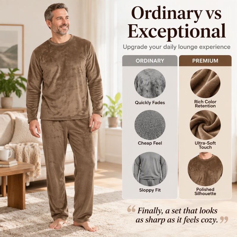 🌙 All-Night Warmth, Soft Velvet Feel | Men's Cozy Thermal Velvet Pajama Set🔥𝙁𝙧𝙚𝙚 𝙎𝙝𝙞𝙥𝙥𝙞𝙣𝙜