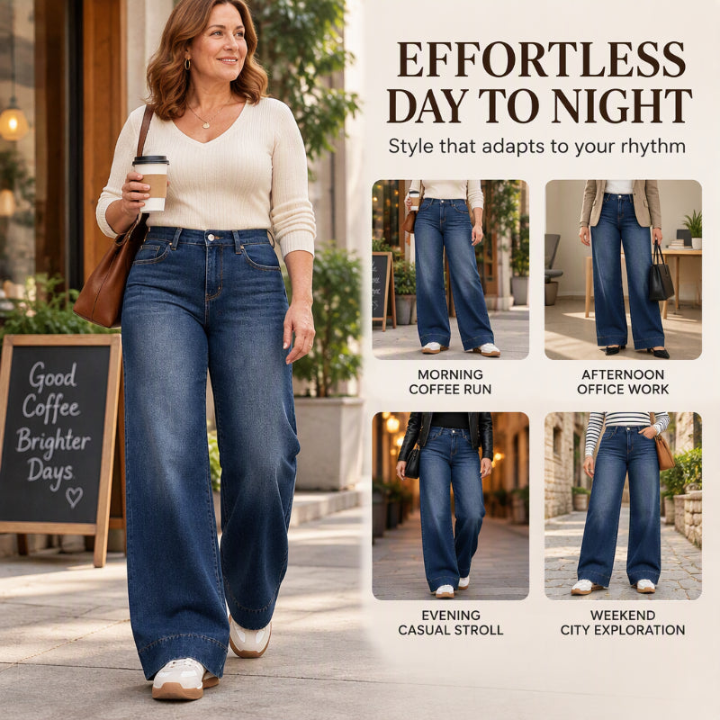👖 Leg-Elongating Silhouette, Toasty Thermal Warmth | Women's High Waist Thermal Wide-Leg Jeans