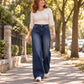👖 Leg-Elongating Silhouette, Toasty Thermal Warmth | Women's High Waist Thermal Wide-Leg Jeans