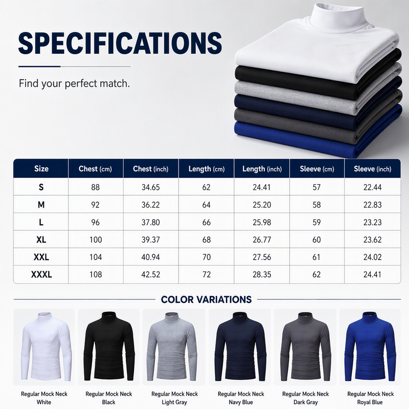 👕 Streamlined Silhouette, Comfortable Neck Coverage | Men's Slim Fit Mock Turtleneck Top