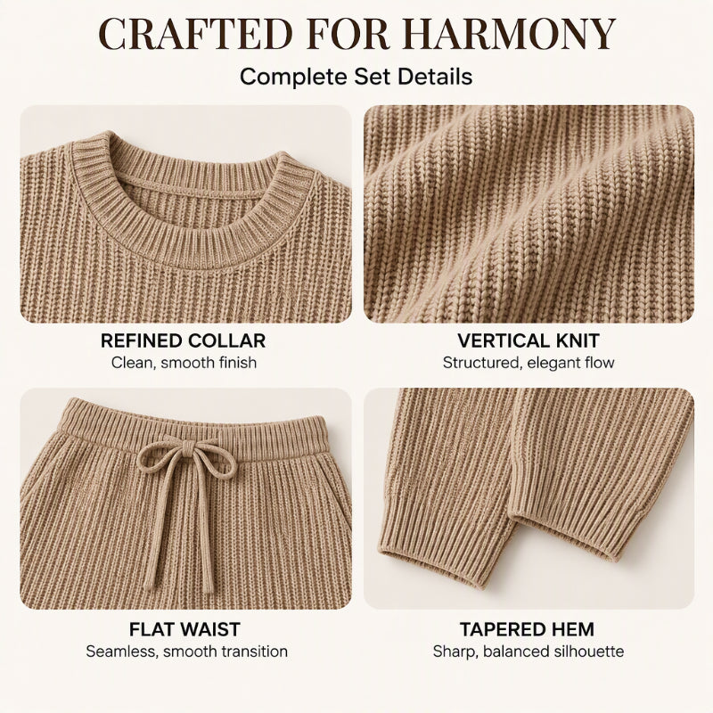 Women's Casual Ribbed Knitwear 2-Piece Set