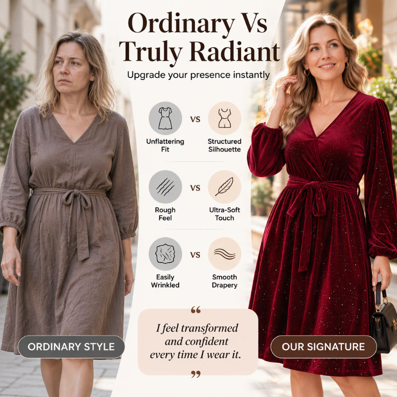 🌹 Women's Plus Size Velvet Dress | Elegant Waist-Tie Design & XL–4XL ✨