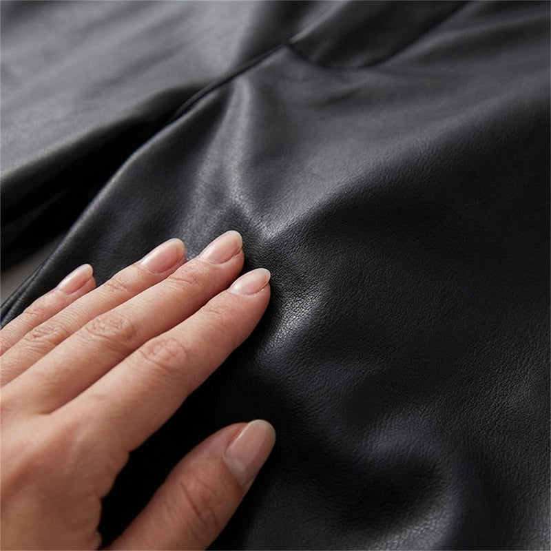 👖 Women's High-Stretch Faux Leather Trousers with Flattering High-Waist & Straight-Leg Fit ✨