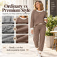 🧶 Women's Textured Waffle Knit 2-Piece Set with Contrast Trim ✨