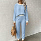 🧶 Women's Textured Waffle Knit 2-Piece Set with Contrast Trim ✨