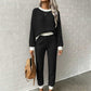 🧶 Women's Textured Waffle Knit 2-Piece Set with Contrast Trim ✨