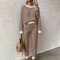 🧶 Women's Textured Waffle Knit 2-Piece Set with Contrast Trim ✨