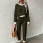 🧶 Women's Textured Waffle Knit 2-Piece Set with Contrast Trim ✨