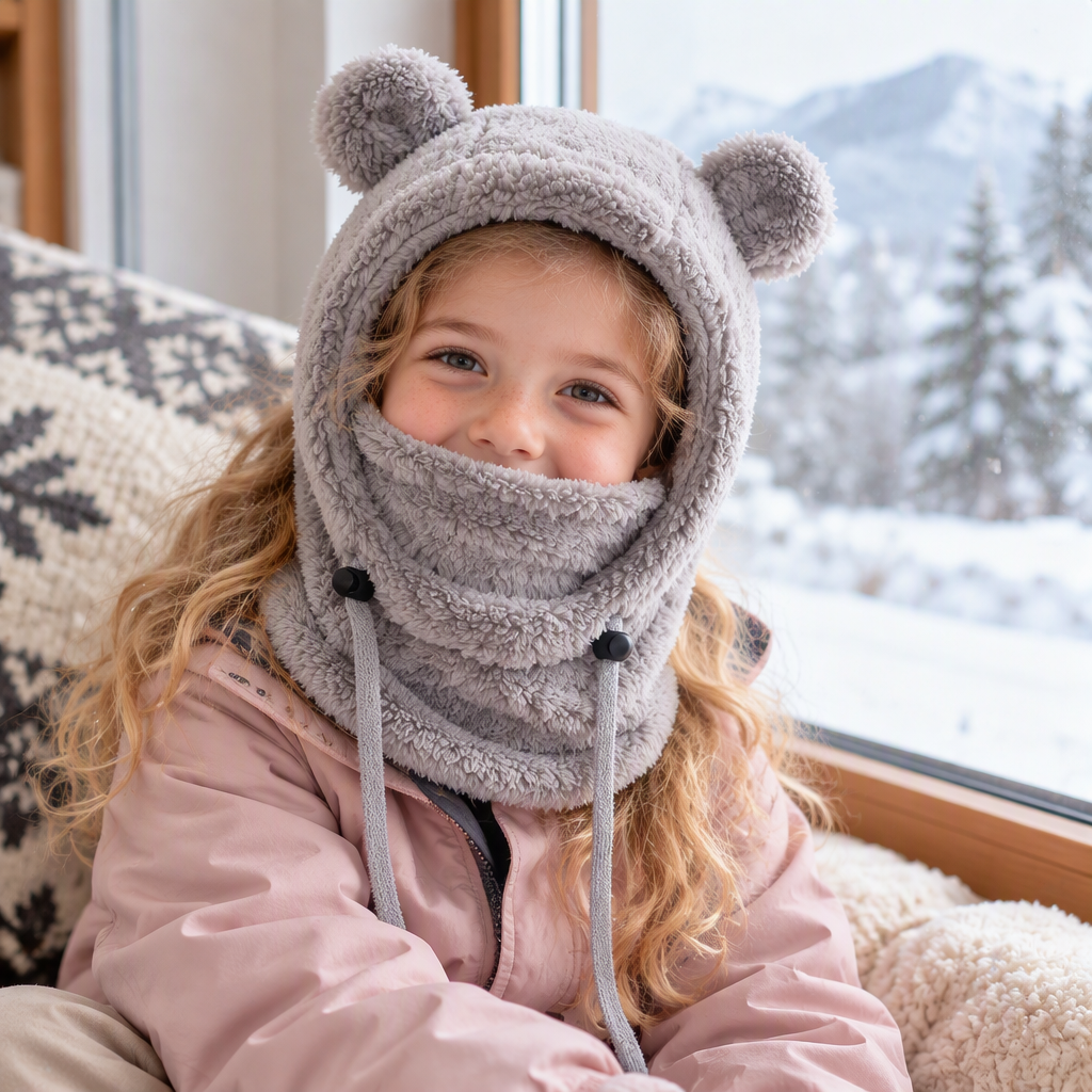 🐻 Kids' Cute Bear-Ear Balaclava | Cosy Hood & Neck Warmer ❄️