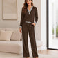 🖤Black Friday Sale🖤⏳🔥Women's Striped Long Sleeve Top & Wide-Leg Pants Set